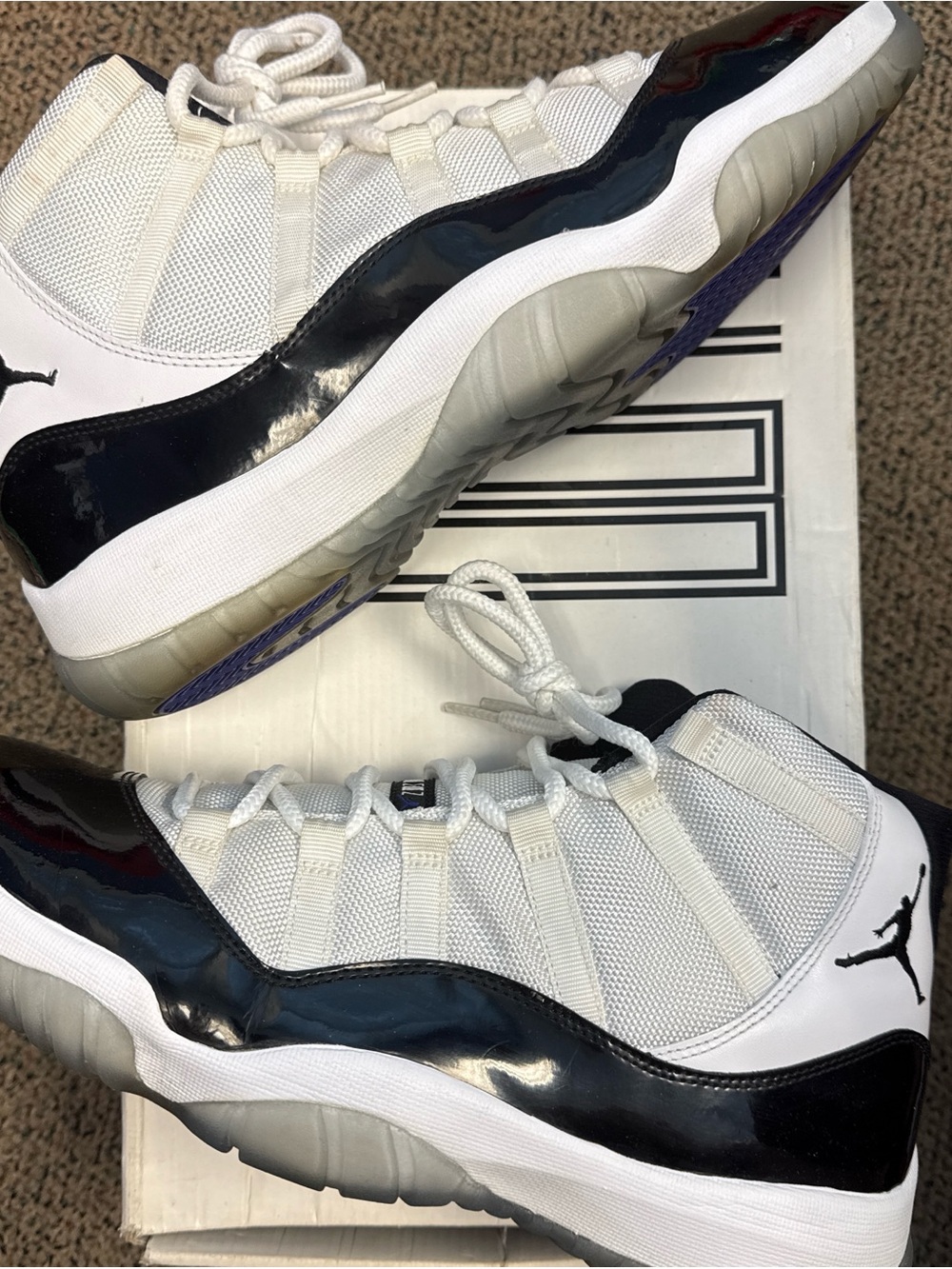 Jordan 11 Retro Concord - Black Patent Leather Basketball Sneakers